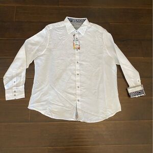 Robert Graham linen cotton  long sleeve button down shirt men’s size 3XL